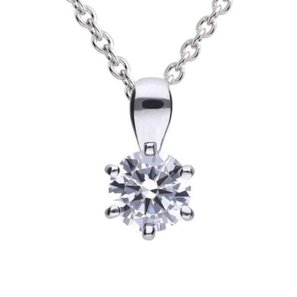 Diamonfire 0.75ct Zirconia Six Claw Silver Necklace P4609