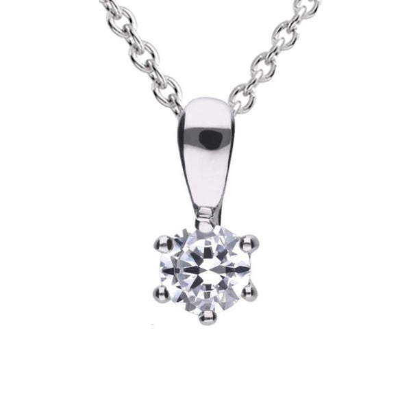 Diamonfire 0.25ct Zirconia Six Claw Silver Necklace P4611