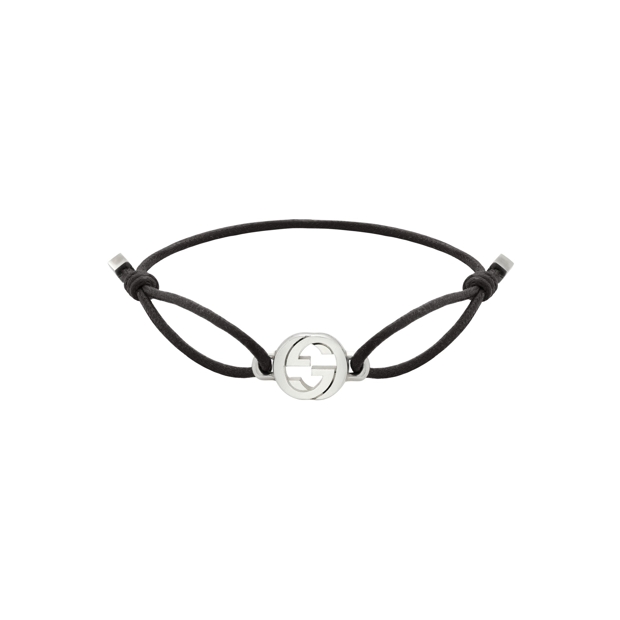 Gucci Interlocking Silver And Leather Bracelet YBAA002MN00100U