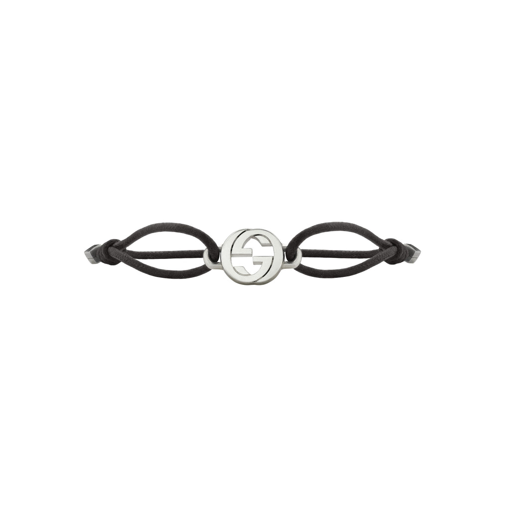 Gucci Interlocking Silver And Leather Bracelet YBAA002MN00100U