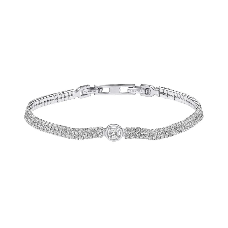 Diamonfire Silver Zirconia Tennis Bracelet B5476