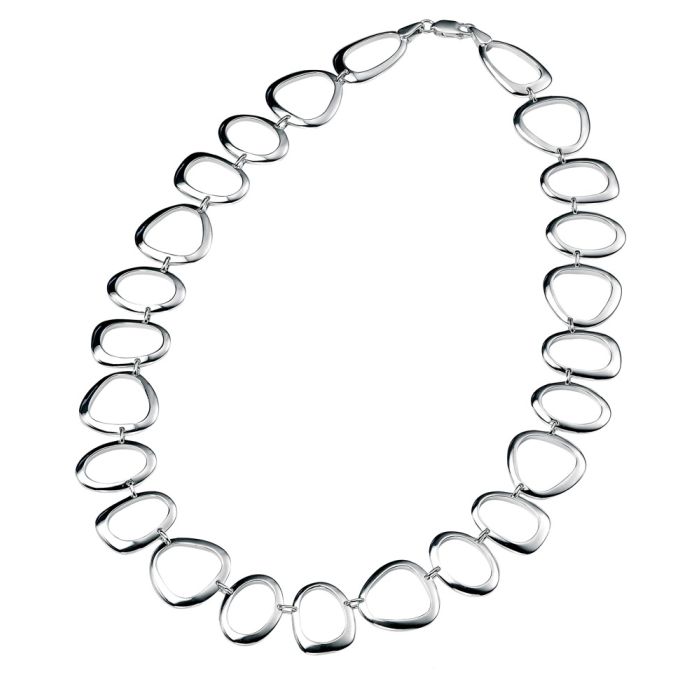 Silver Cut Out Pebble Link Necklace N2708