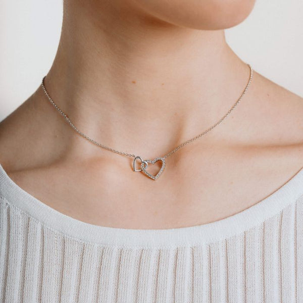 Diamonfire Interlinked Heart Zirconia Silver Necklace N4249