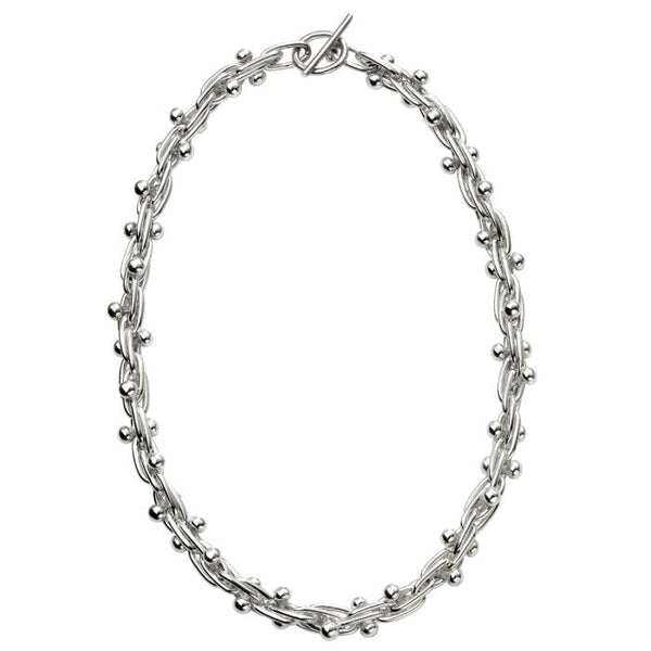 Silver Mexican Style Ball Necklace N4336
