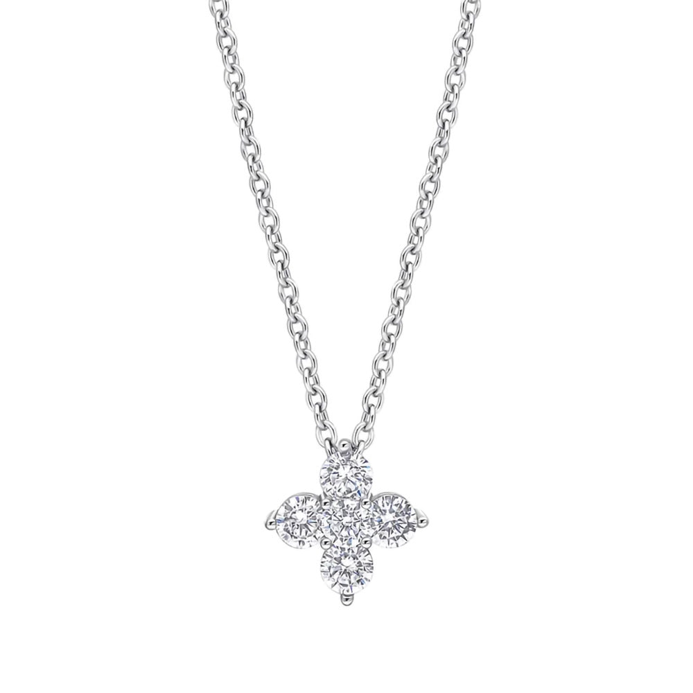 Diamonfire Silver Zirconia Flower Necklace P5569