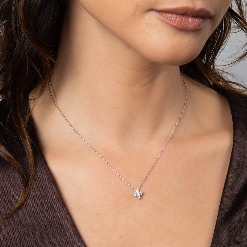 Diamonfire Silver Zirconia Flower Necklace P5569