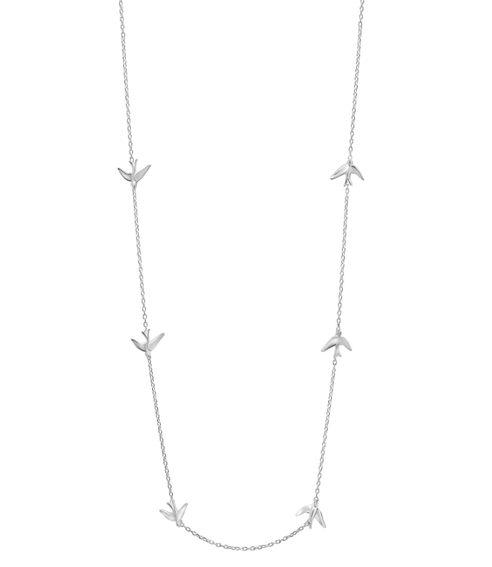 Silver Bird Station Necklace N4755