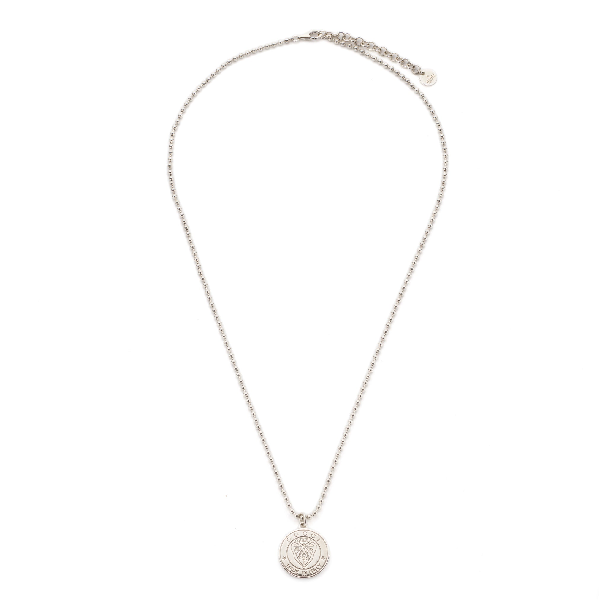 Gucci Crest Silver Boule Necklace YBB87421700100U