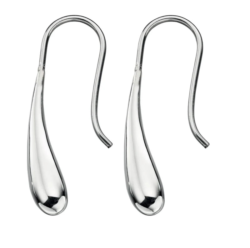 Silver Teardrop Hook Earrings E4637