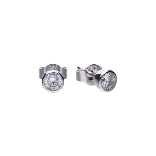Diamonfire Solitaire 0.25ct Zirconia Bezel Set Silver Stud Earrings E5617