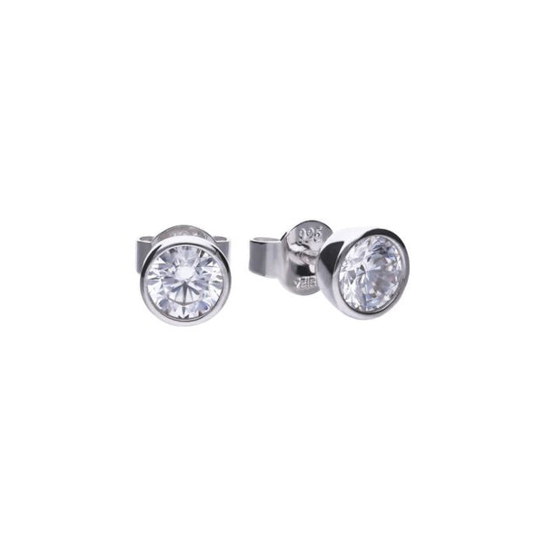Diamonfire Solitaire 0.50ct Zirconia Bezel Set Silver Stud Earrings E5618