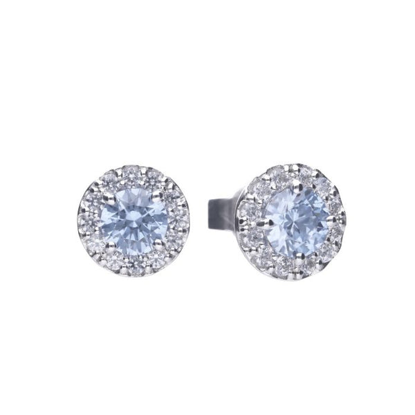 Diamonfire Sky Blue Zirconia Pave Silver Stud Earrings E5776
