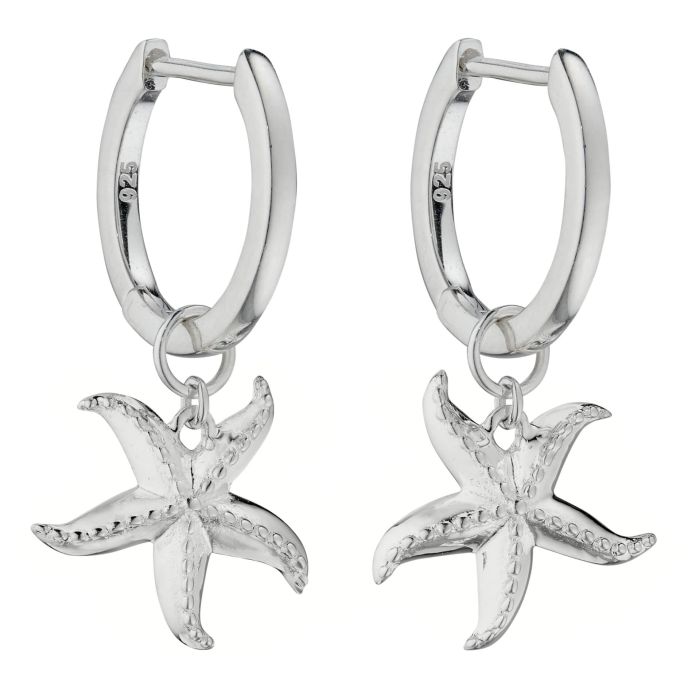 Silver Starfish Hoop Earrings E5922