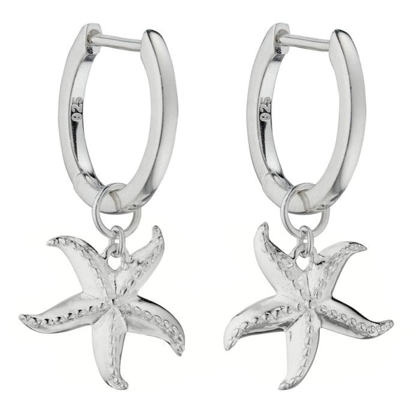Silver Starfish Hoop Earrings E5922