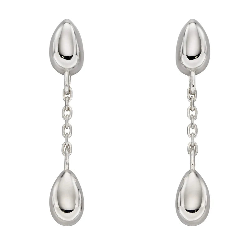 Silver Flower Bud Drop Earrings E6102
