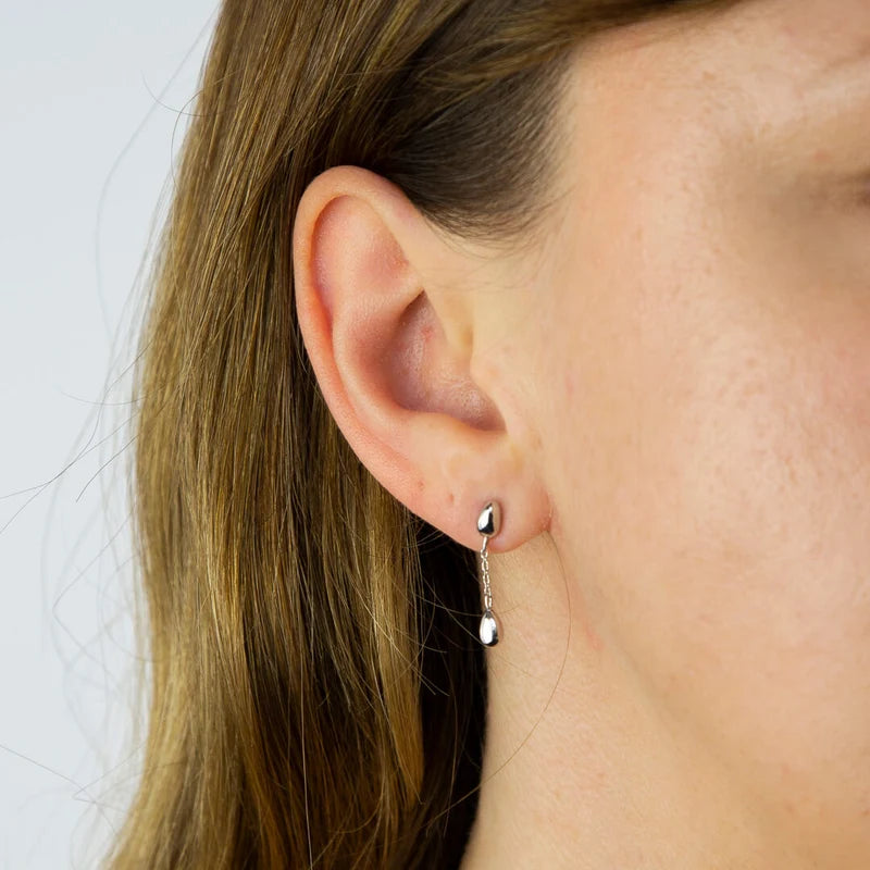 Silver Flower Bud Drop Earrings E6102