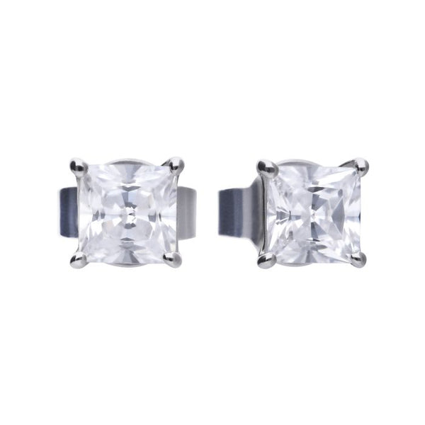 Diamonfire Princess Cut Zirconia Silver Stud Earrings E5902