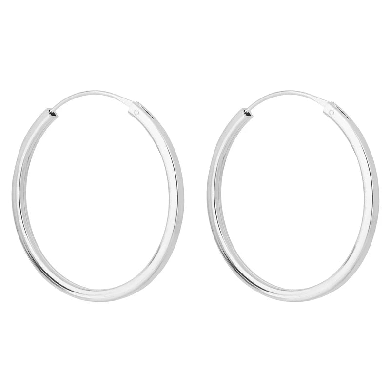 Silver Square Cut Hoops E6282