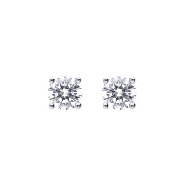 Diamonfire Solitaire Zirconia Four Claw Silver 4mm Stud Earrings E6298