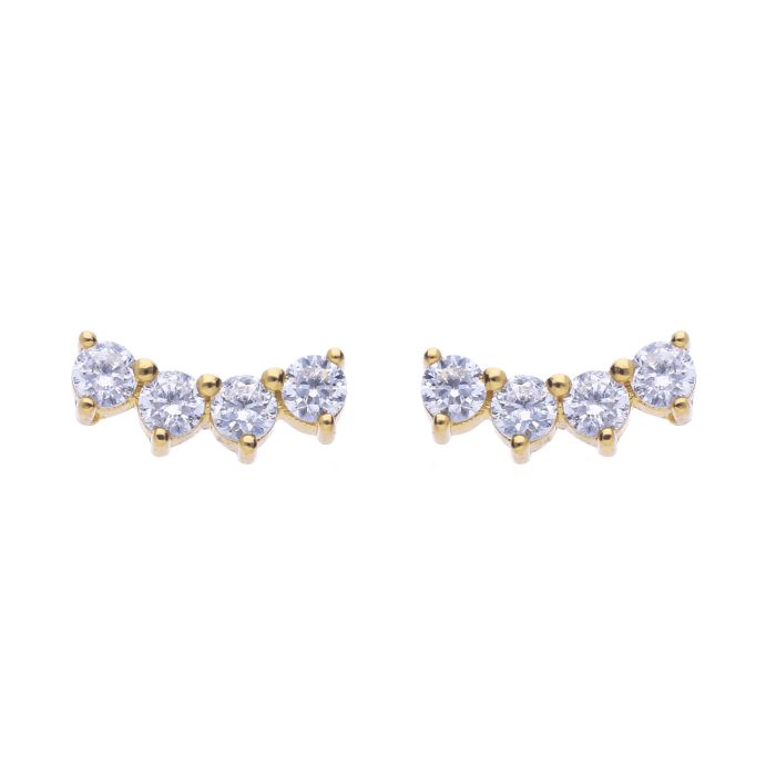 Diamonfire Gold Plated Zirconia Crawler Stud Earrings E6309K