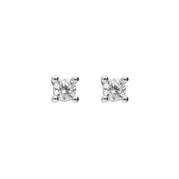 Diamonfire Solitaire Zirconia Four Claw Silver 3mm Stud Earrings E6310