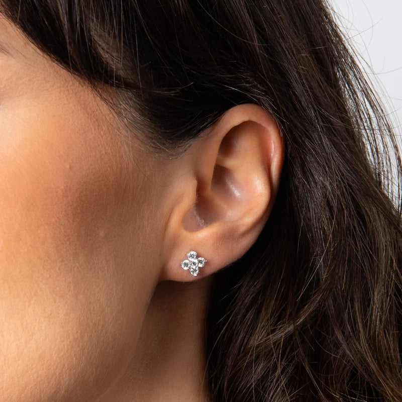 Diamonfire Silver Zirconia Flower Stud Earrings E6706