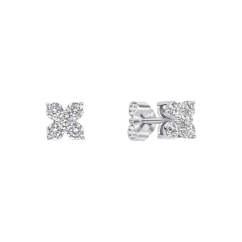 Diamonfire Silver Zirconia Flower Stud Earrings E6706