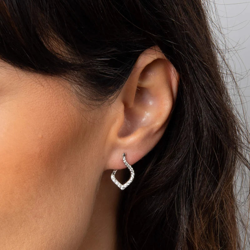 Diamonfire Silver Zirconia Twisted Hoop Earrings E6708