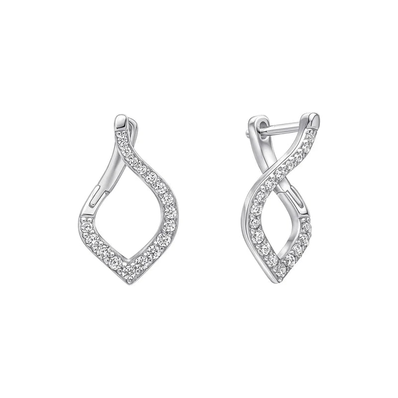 Diamonfire Silver Zirconia Twisted Hoop Earrings E6708