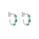 Silver Green Chalcedony And Cubic Zirconia Hoop Earrings E6691G