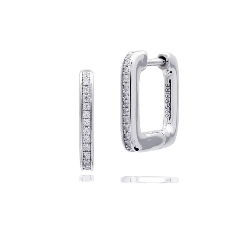 Diamonfire Silver Zirconia Square Hoop Earrings E6677