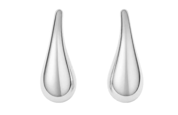 Silver Elongated Teardrop Stud Earrings E6812
