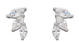 Silver Cubic Zirconia Triple Marquise Stud Earrings E5819C