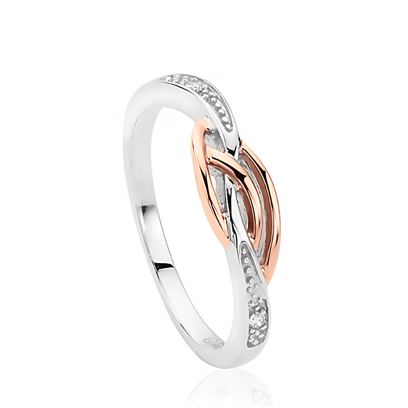 Clogau Silver And 9ct Rose Gold Eternal Love Affinity Stacking Ring 3SELDSR