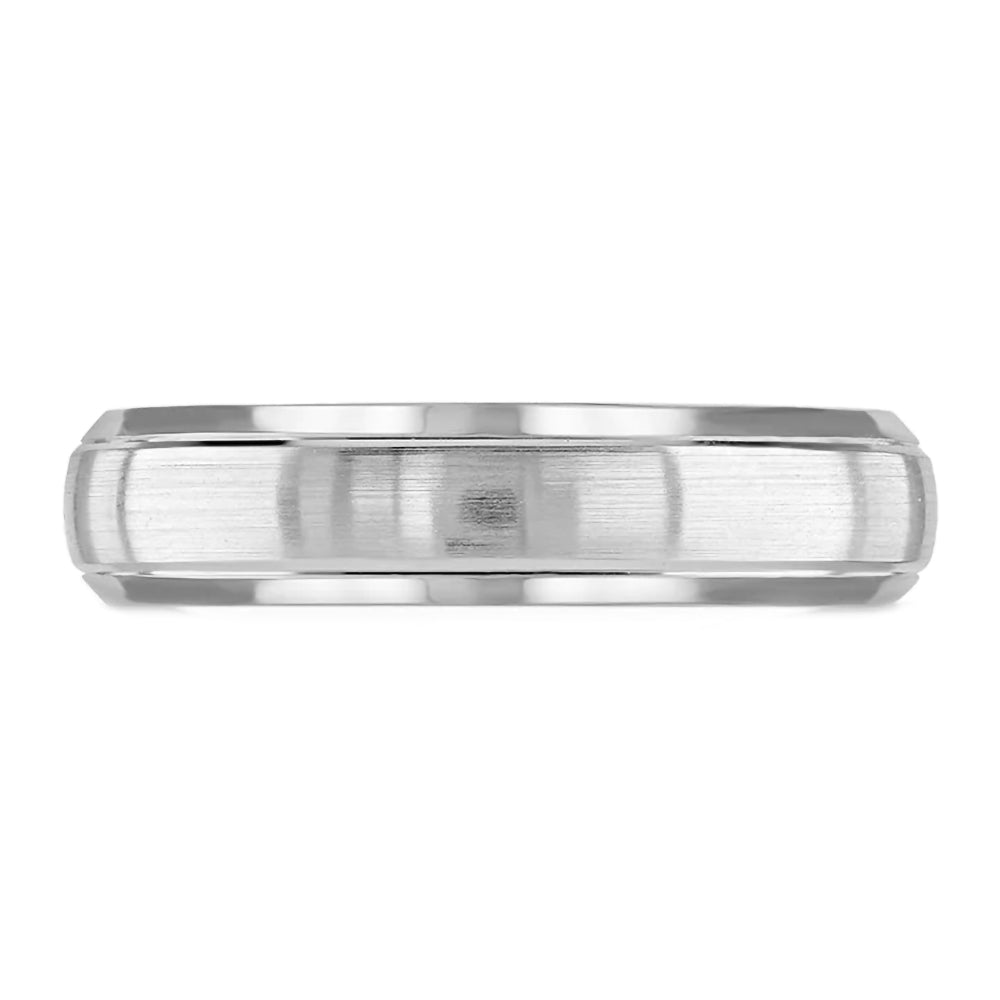 18ct White Gold 6mm Medium Court Gents Matte And Polished Wedding Ring