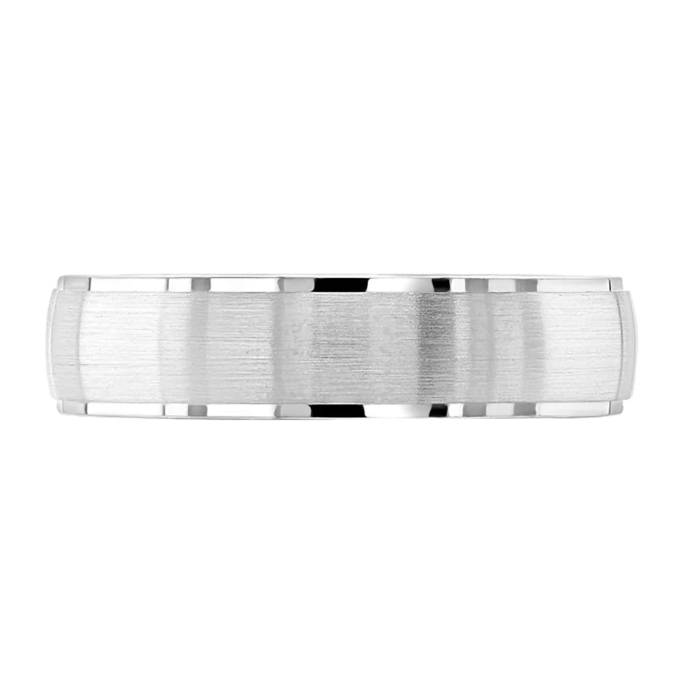 Platinum 6mm Heavy Court Gents Textured Wedding Ring