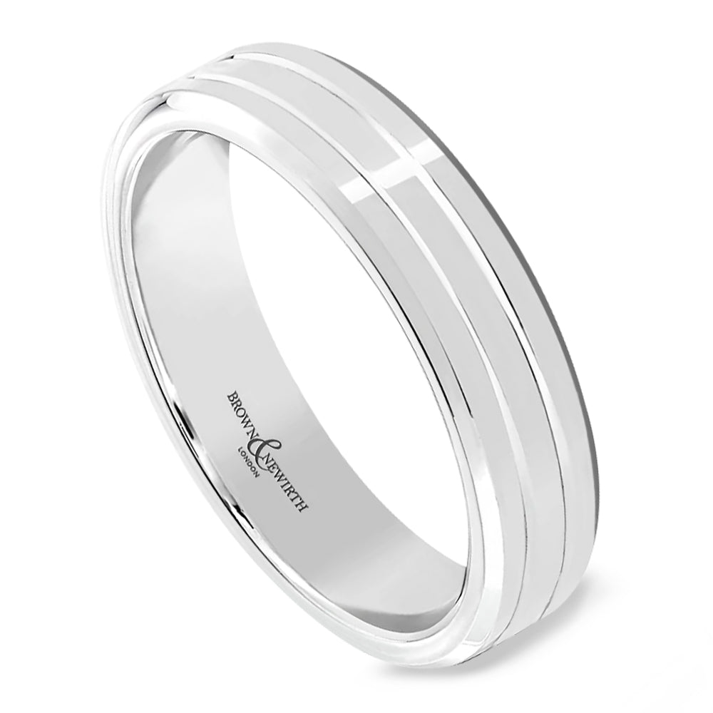 Platinum 6mm Medium Court Gents Polished Wedding Ring