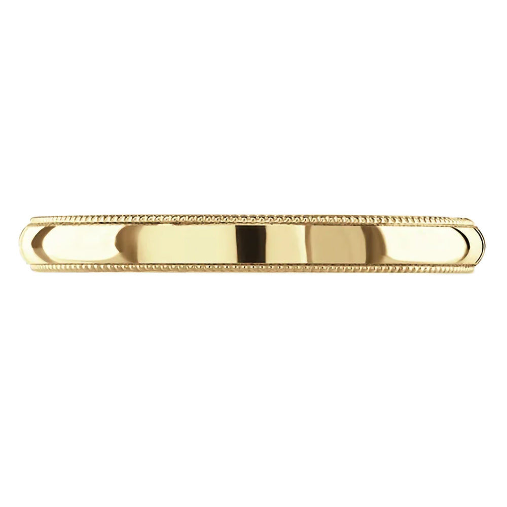 18ct Yellow Gold 2mm Medium Court Ladies Milgrain Wedding Ring