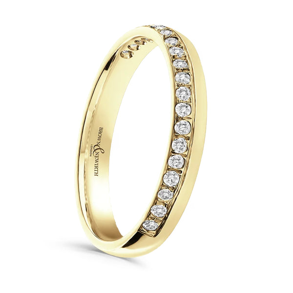 18ct Yellow Gold 0.11ct Round Brilliant Cut Diamond Grain Set Half Eternity Ring