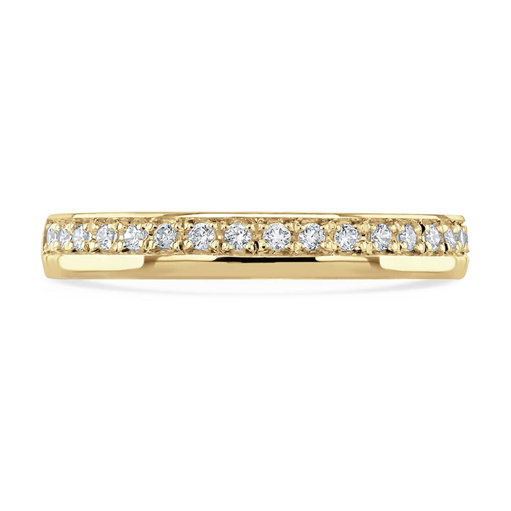18ct Yellow Gold 0.11ct Round Brilliant Cut Diamond Grain Set Half Eternity Ring