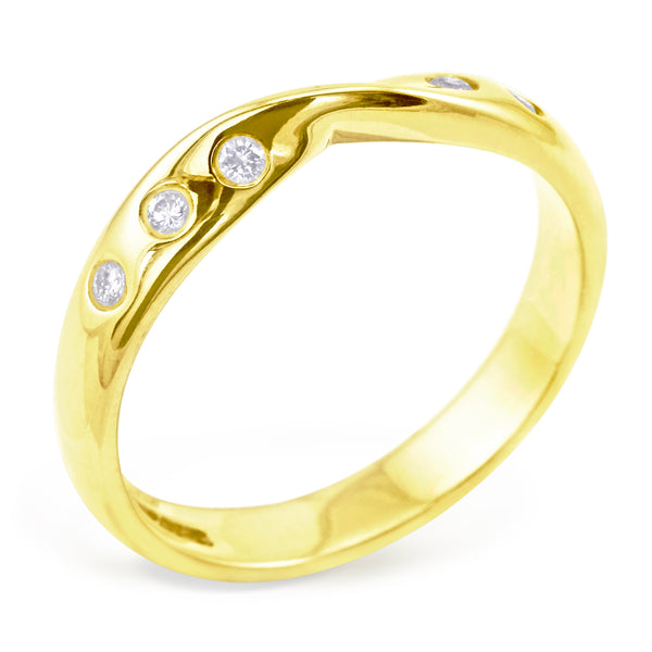 18ct Yellow Gold 0.09ct Diamond Set Wedding Band