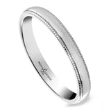 Platinum 3mm Medium Court Ladies Milgrain Wedding Ring