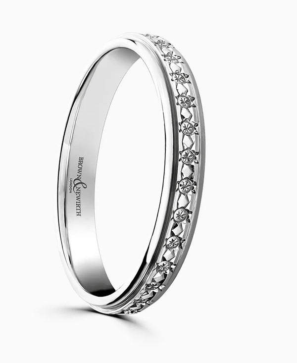 Platinum 3mm Medium Court Ladies Contemporary Wedding Ring
