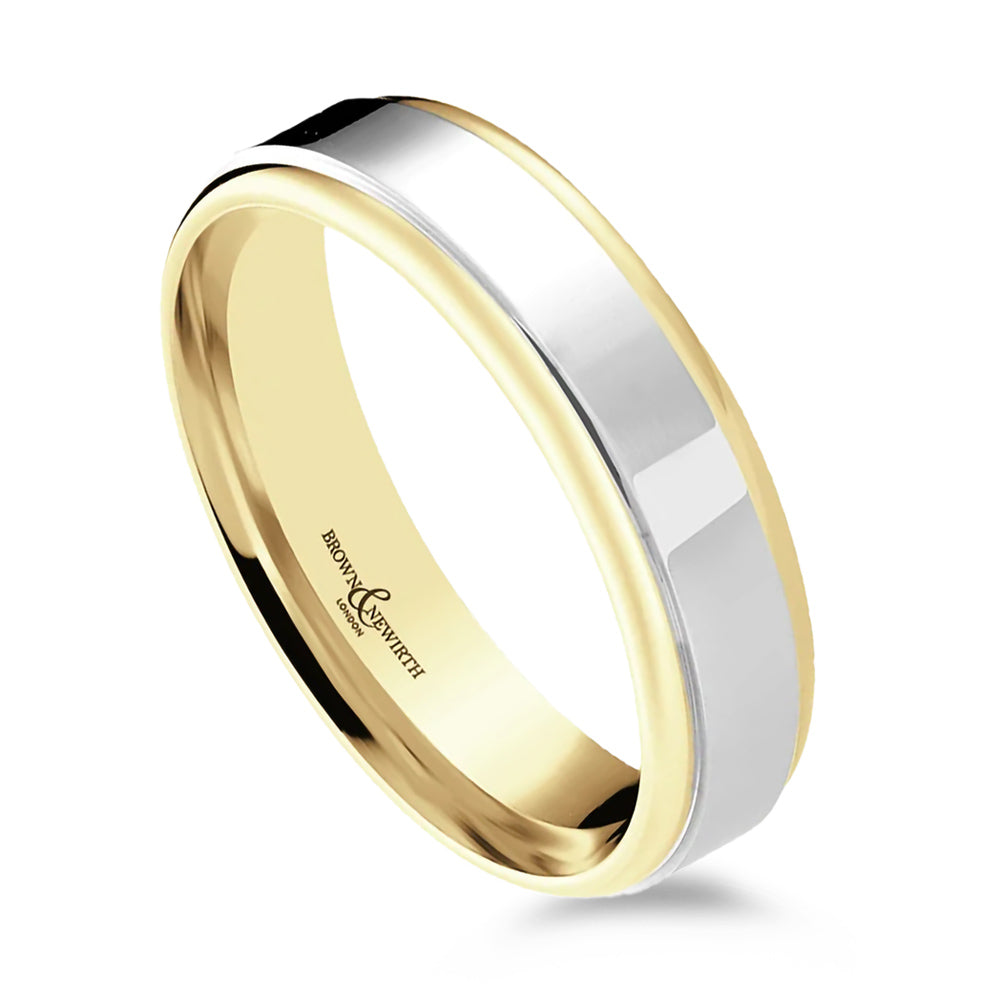 18ct Yellow Gold And Platinum 3.5mm Ladies Wedding Ring