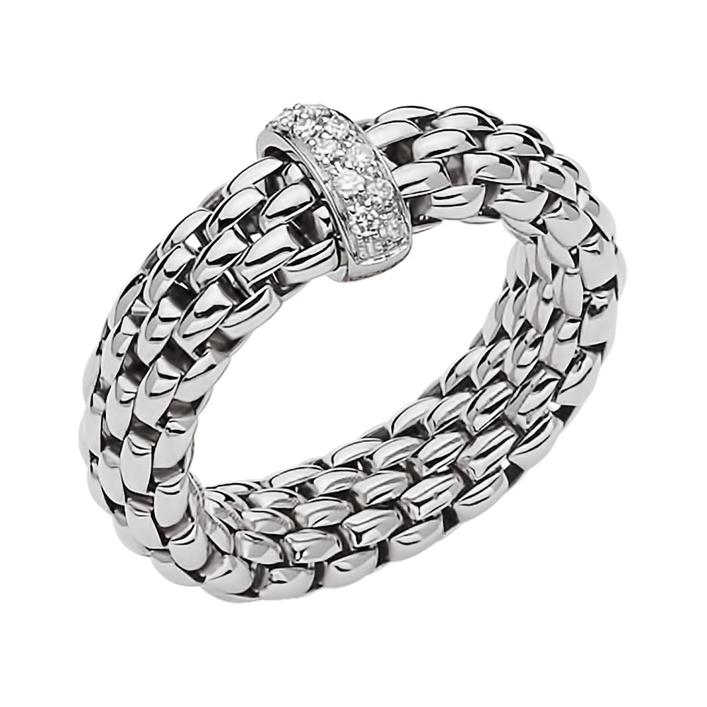 FOPE 18ct White Gold Vendome Flex-It 0.10ct Diamond Ring 55902AX_BB_B_XBX