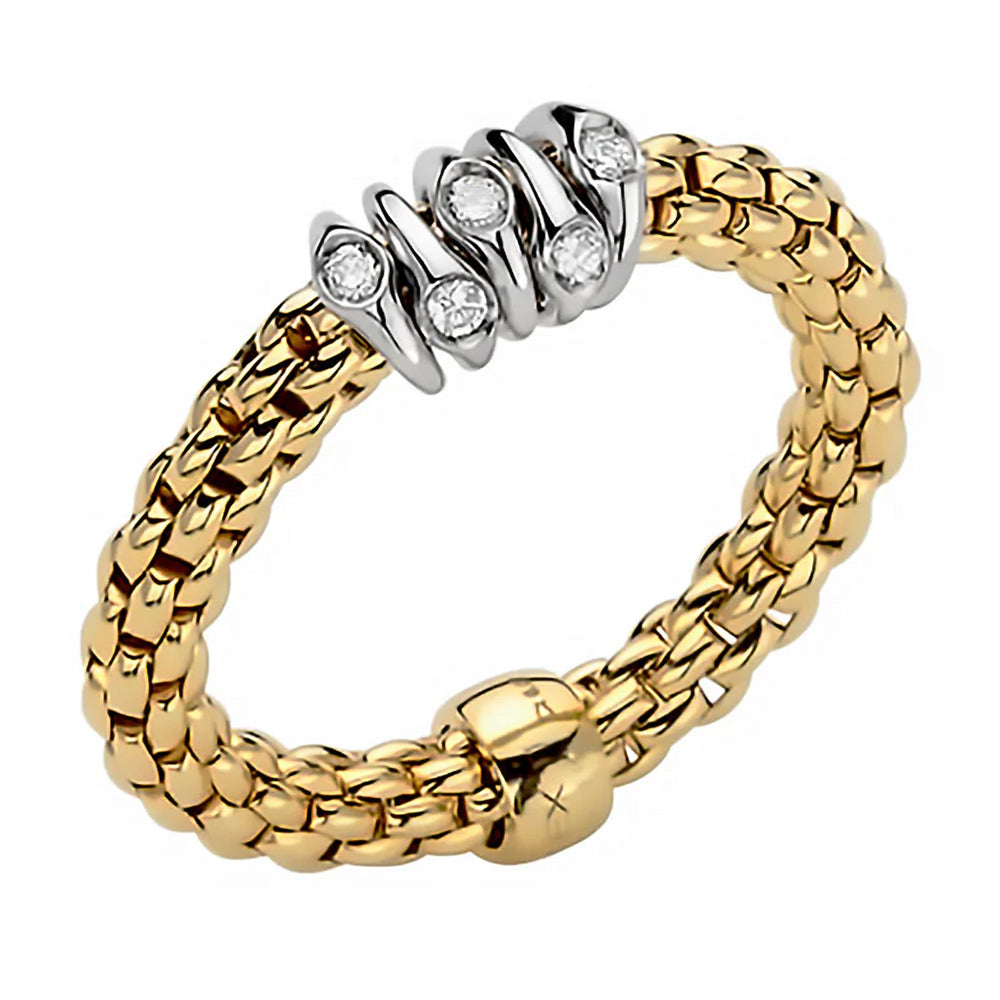 FOPE 18ct Yellow Gold Prima Flex-It 0.07ct Diamond Ring 74608AX_BB_G_XBX