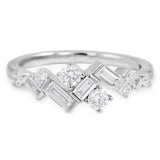 18ct White Gold 0.71ct Baguette And Round Brilliant Cut Diamond Zig Zag Fancy Ring