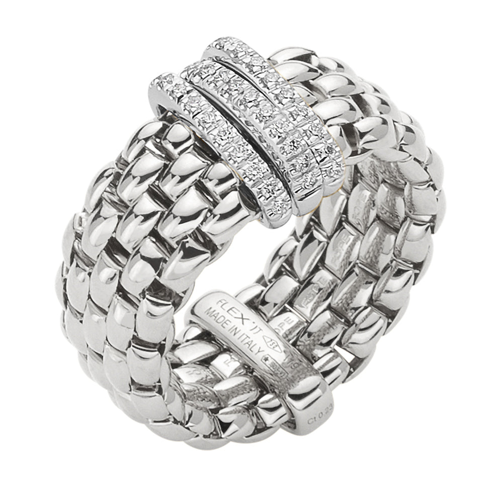 FOPE 18ct White Gold Panorama Flex-It 0.23ct Diamond Ring 58704AX_PB_B_BBB