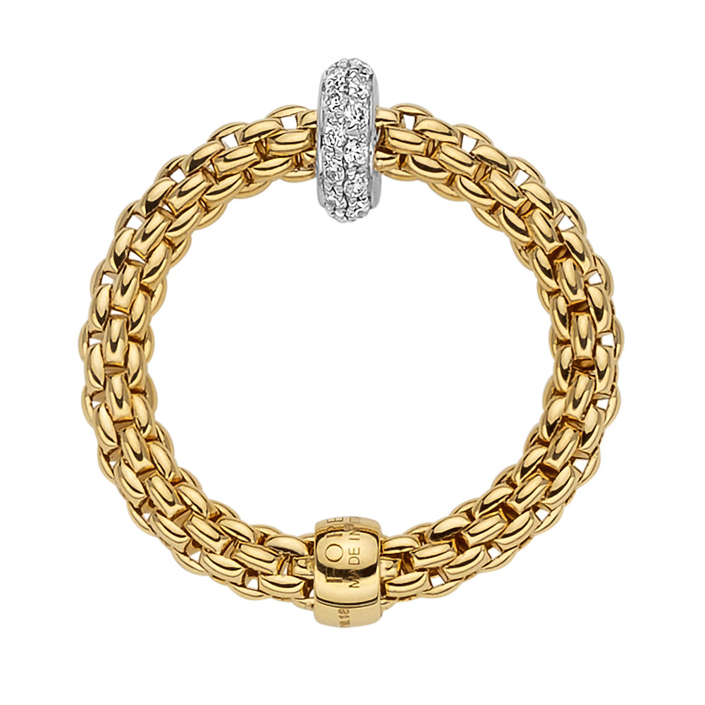 FOPE 18ct Yellow Gold Prima 0.18ct Diamond Ring 74508AX_BB_G_XBX