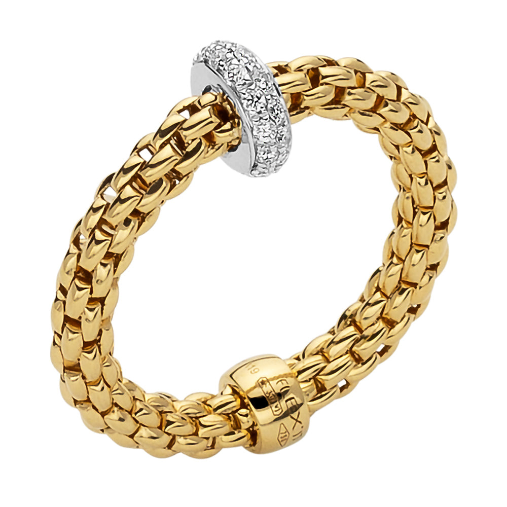 FOPE 18ct Yellow Gold Prima 0.18ct Diamond Ring 74508AX_BB_G_XBX